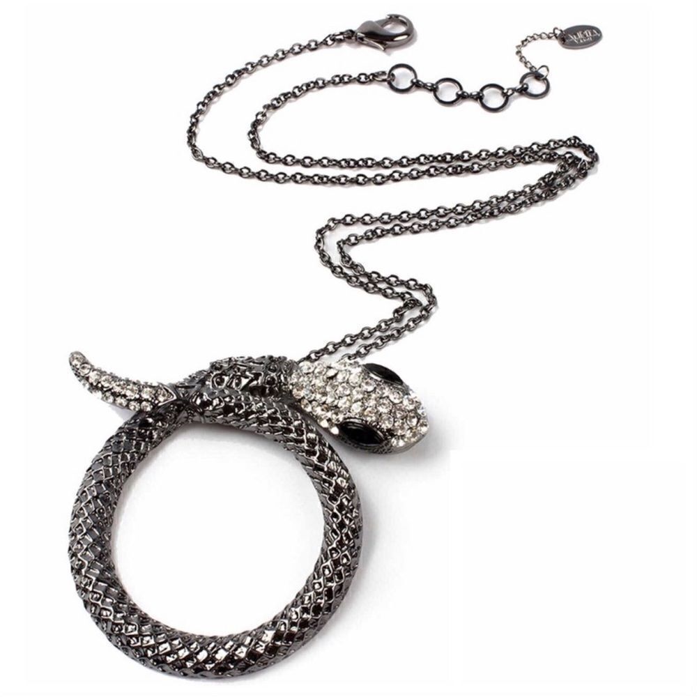 Amrita Singh Snake Gunmetal Austrian Crystal necklace